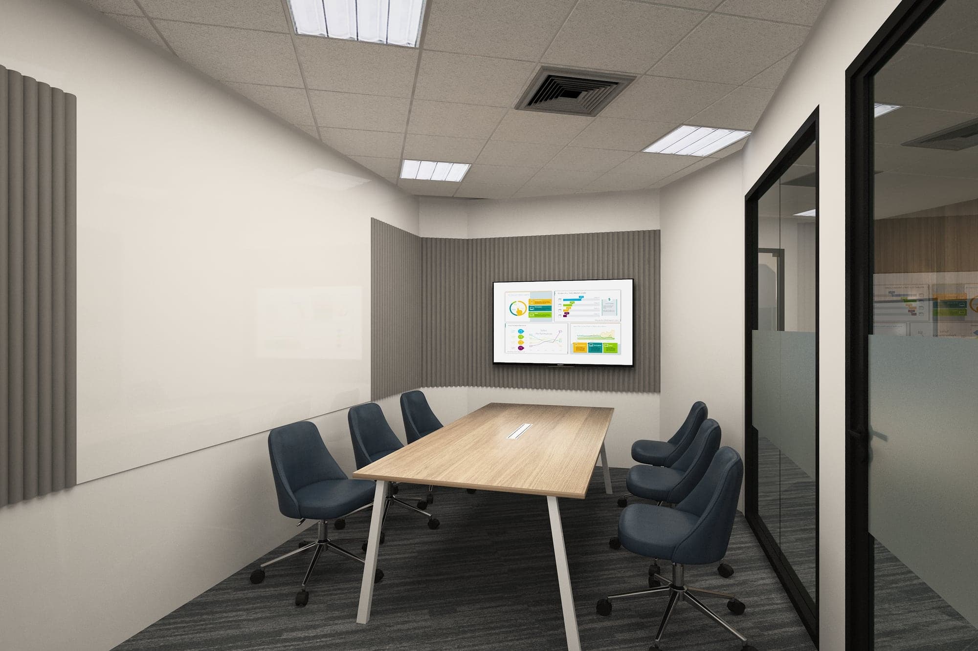 Meeting room with acoustic wall panels at The Synergy